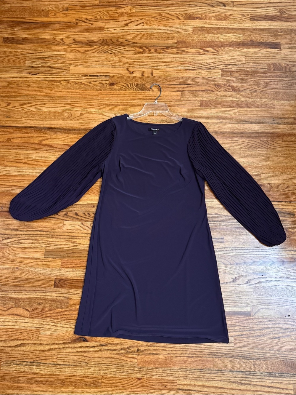 Roz & Ali Purple Pleated Balloon Sleeve Shift Dress